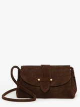 Sac Bandouli�re M Agnes Cuir Velours Etrier Marron agnes EAGV205M