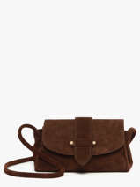 Sac Bandouli�re S Agnes Cuir Velours Etrier Marron agnes EAGV205S